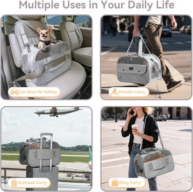 Транспортний бокс для котів та собак, сірий. Підходить для авіаперельотів та авто. Легкий, з безпечними пряжками та сіткою. Також використовується як сумка для зберігання.