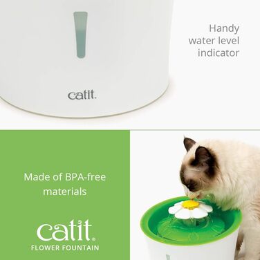 Фонтан для котів Catit Flower, 3 л, білий/зелений, поїлка для домашніх тварин