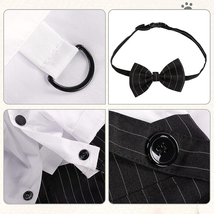 Смугастий костюм для собак ASENKU: смокінг з метеликом, формальний набір для свят, дня народження, чорний, XL-XXL