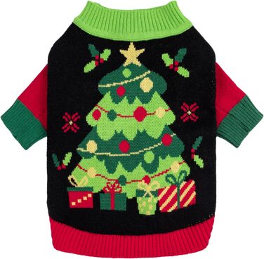 Теплий зимовий пуловер для собак Fitwarm, чорний, червоний, зелений, X-Large, різдвяний костюм для собак