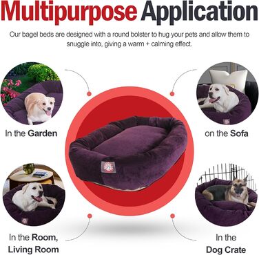 Ліжко для собак Majestic Pet Villa Collection, 132,1 см, баклажан, мікрофібра, кругле, преміум-якість