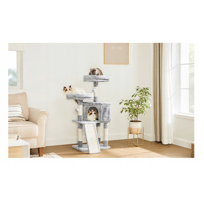 Дряпалка для котів Feandrea 101 — 160 см, сіра, сизаль, 4 рівні