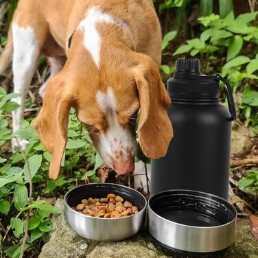 Водяна пляшка для собак на 950 мл з мисками для їжі та води, 4 в 1, з нержавіючої сталі, без BPA