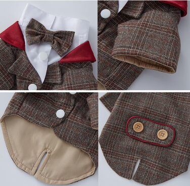 Елегантний костюм для собак: смокінг для маленьких та середніх собак, коричневий, з краваткою, для вечірки, дня народження, фестивалю, розмір S (довжина спини 24 см)