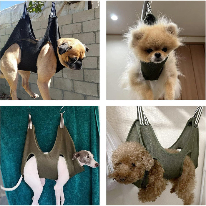 Набір для догляду за тваринами Autrucker: гамак для грумінгу котів/собак, обладнання для стрижки кігтів, аксесуари для купання, нашийник для грумінгу (S, чорний)