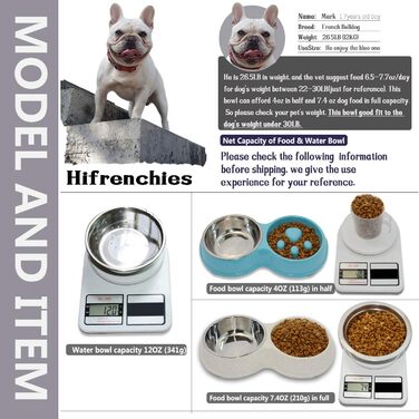 Миска для собак Frenchie Fress, нержавіюча сталь, інтерактивна, для повільного годування, екологічна, біла (блакитна)