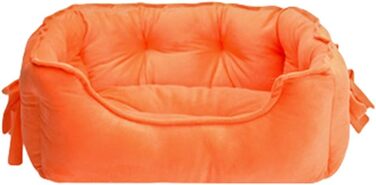 М'яке ліжко для собак M&Catree з подушкою, антиковзаюча, кошик для собак, можна прати, плюшеве, для маленьких та середніх собак - L (38 x 48 x 18 см, помаранчевий)