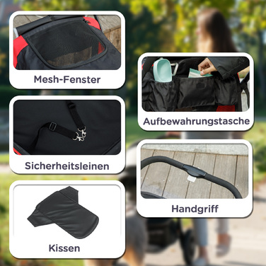 PawHut Dog Stroller Dog Buggy Foldable для великих собак і кішок до 30 кг Cat Buggy з подушками Сітка Вікна Двері Сумка для зберігання Котяча коляска з безпечними повідцями, гальмами, Баггі Чорний | Аосом