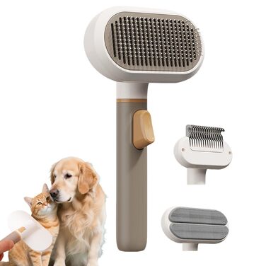 Щітка для собак з довгим волоссям, ручна, з 3 насадками - інструмент для видалення шерсті собак та котів. Підходить для короткої, довгої шерсті та підшерстка, для дому, квартири, офісу.