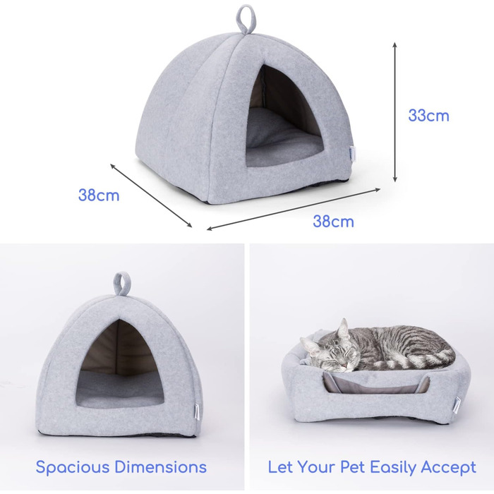 Nobleza: Розкладне котяче будиночок 2-в-1 для котів та собак, з подушкою, 38x38x33 см
