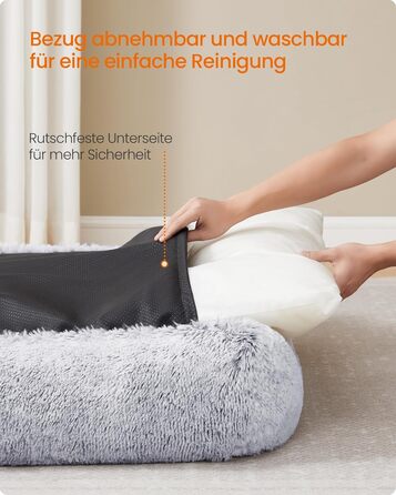 Feandrea Крісло-ліжко для собак, велике, 120 x 85 x 23 см, кошик для собак, м'яке ущільнення, собаче ліжко, підняті бортики, знімний та пральний чохол, нековзне, Ombré сірий PGW274GA01 XXL