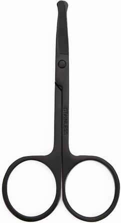 Ножиці для грумінгу собак та котів EWANTO: безпечні, з заокругленими кінцями, з нержавіючої сталі. Ідеально для догляду за обличчям та лапами. Чорний колір.