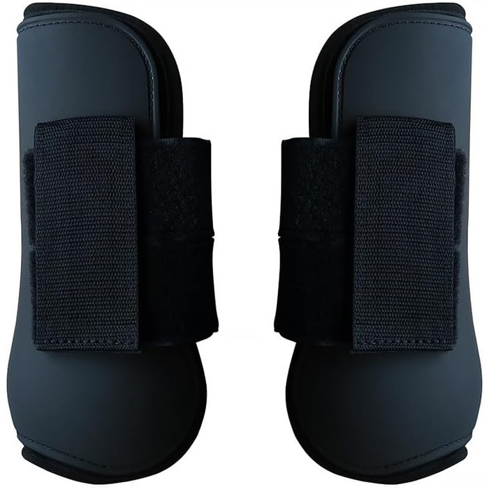 Гетри для коней Merauno® 4 шт. Захисні гетри для передніх та задніх ніг з жорсткою вставкою та ланцюговим закриттям. Підходять для жінок та чоловіків. Міцні PU чоботи для кінців сухожиль, класичні (будівельні). Розмір L, чорний.