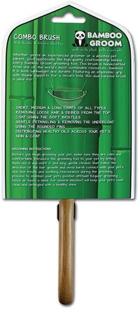 Набір гребінців Bamboo Groom S/M: подвійний гребінець для короткого та середнього хутра котів та собак. М'яка щітка з закругленими шпильками та щетиною дикого кабана для догляду за шерстю.