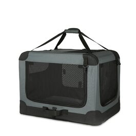 Клітка-переноска для котів та собак Amazon Basics 4-дверна, сіра, розмір S (66x46x46 см)