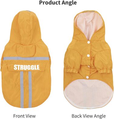Дощовик для собак PETCUTE: водонепроникний дощовик з капюшоном для маленьких та великих собак, армійного кольору (S, жовтий)