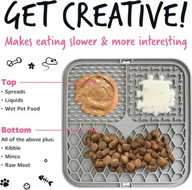 Килимок для годування собак та котів Bugalugs Licky Mats, 2 шт. (рожевий/блакитний), 100% харчовий BPA-free, зменшує стрес та тривогу