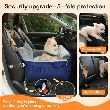 Автомобільний лежак для собак 3-в-1 - переносна ліжко для маленьких собак, з м'яким килимком, для переднього або заднього сидіння, внутрішнє та зовнішнє використання (04-Блакитний)