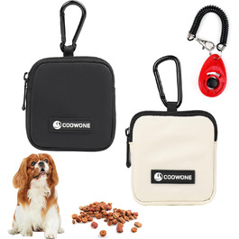 Сумка для ласощів для собак COOWONE з кликером для дресирування, водонепроникна, з тримачем для пакетів, чорна та бежева