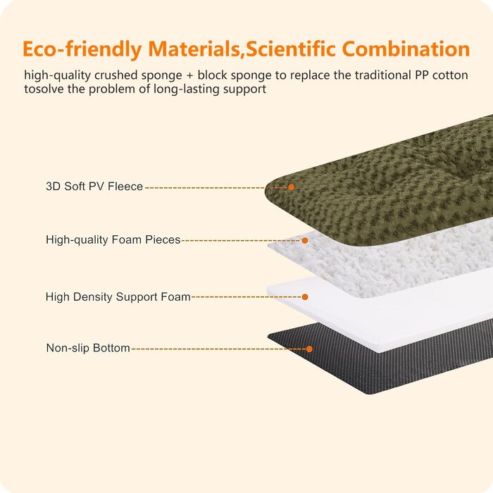 Ортопедичне ліжко для собак, матрац для собак з двоярусним дизайном, миється, знімний кошик для собак, 90 см для собак маленьких та середніх порід (89 x 59 x 10 см, оливковий)