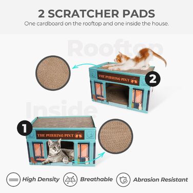 Котяче дряпальний будиночок Happy Go Lucky - великий, з гофрокартону, для дому, знімний