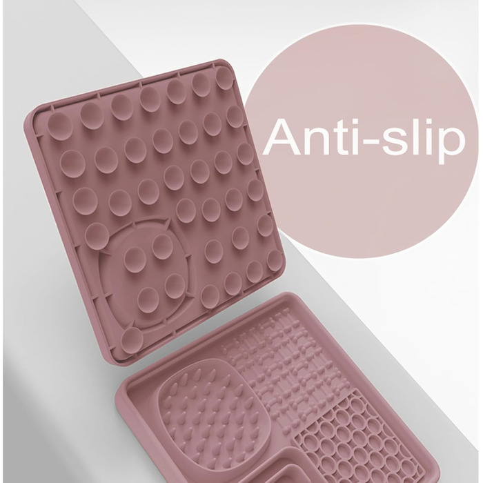 Силіконовий килимок для ласощів для собак та котів AODALIY (без BPA) з великим присоском. Зелений та рожевий.