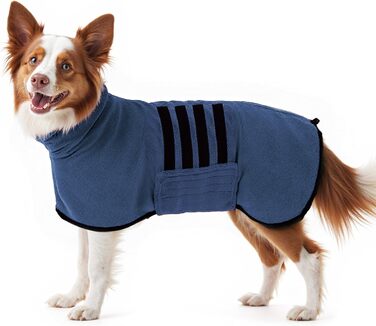 Рушник для собак з мікрофібри, халат для собак середніх та великих порід, швидковисихаючий, халат для собак з клямками (темно-синій XXL 2XL)