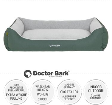 Крісло-лежанка для собак Doctor Bark GreenLabel XL (110x85 см) - Зелене, миється, з м'якого флусу