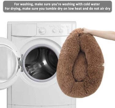 Круглий лежак для собак і котів, коричневий, 80 см. Знімний м'який плюшевий кошик з водонепроникним дном. Підходить для собак і котів.