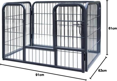 Клітка-вольєр для цуценят Melko, складана, сіра, 91 x 63 x 61 см
