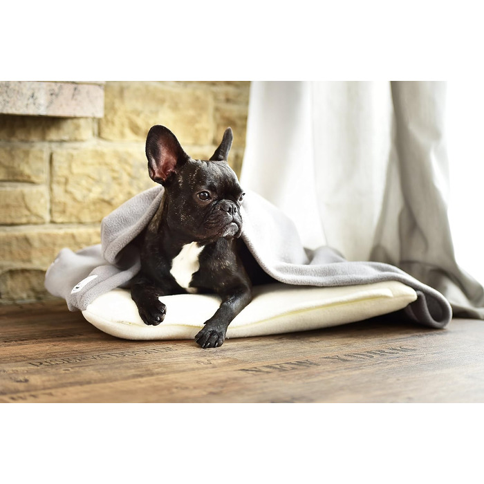 М'яке собаче ліжко з підстілкою кремового та сірого кольорів 110 x 100 см - затишок та спокій для собак завдяки м'якому ліжечку та підстилці для дому та подорожей