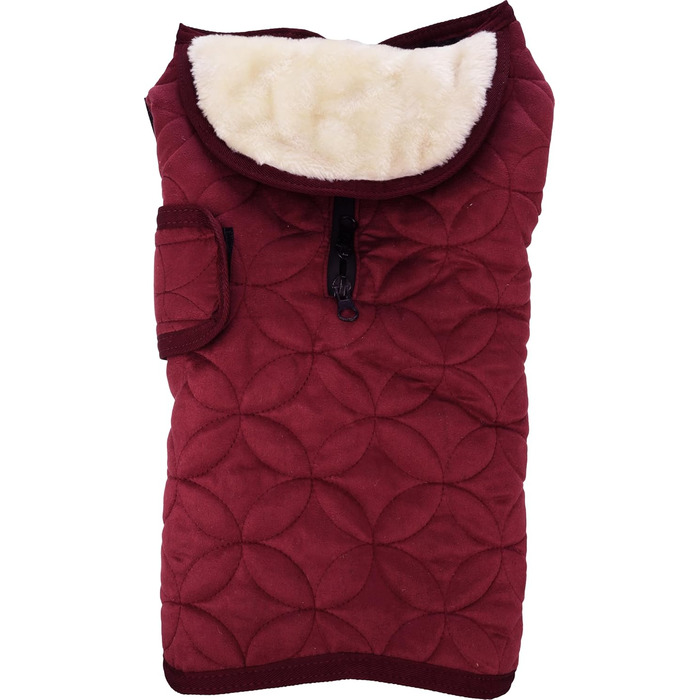 Зимовий теплий нашийник для собак Flamingo Koda – Бордовий, M – поліестер, водонепроникний, фліс, на липучці