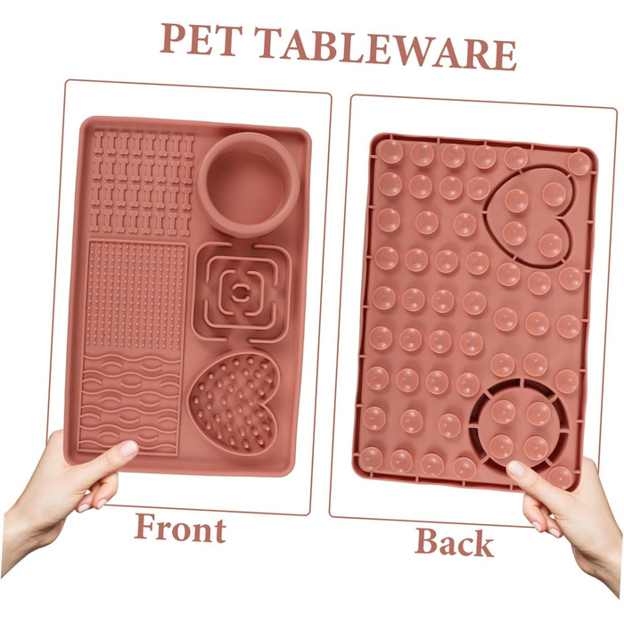 Килимок для годування собак та котів з присосками, нековзний, для повільного годування, рожевий, велика місткість