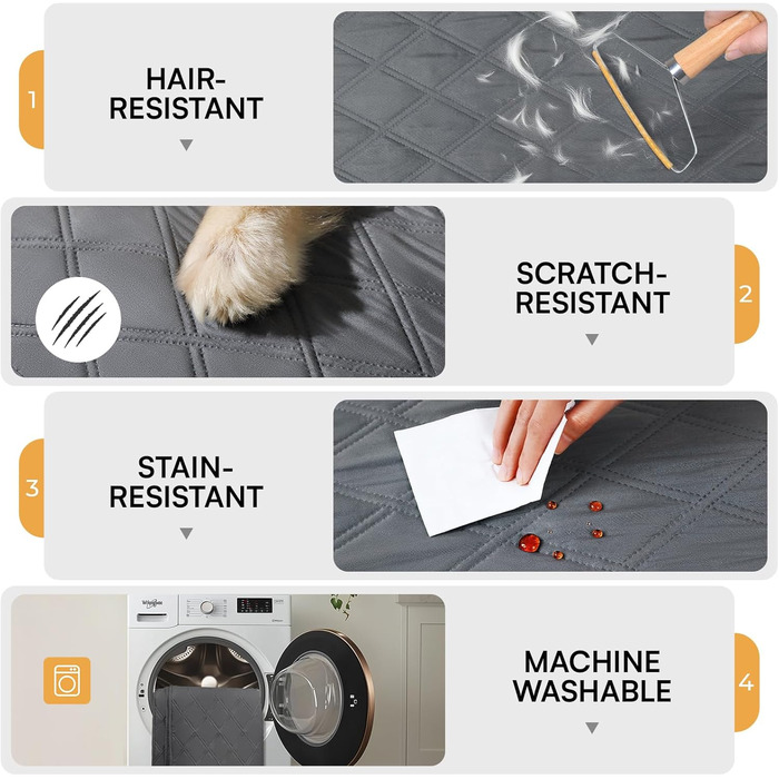 Водонепроникний килимок для собак Luciphia 132x208 см з неслизьким покриттям. Захист для дивану, ліжка, авто. Міцний, машинне прання. Сірий колір.