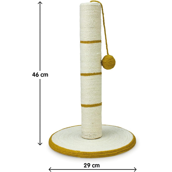 Кігтеточка для котів ARQUIVET з м'ячиком - біла та золота, 30x30x46 см, іграшка для котів