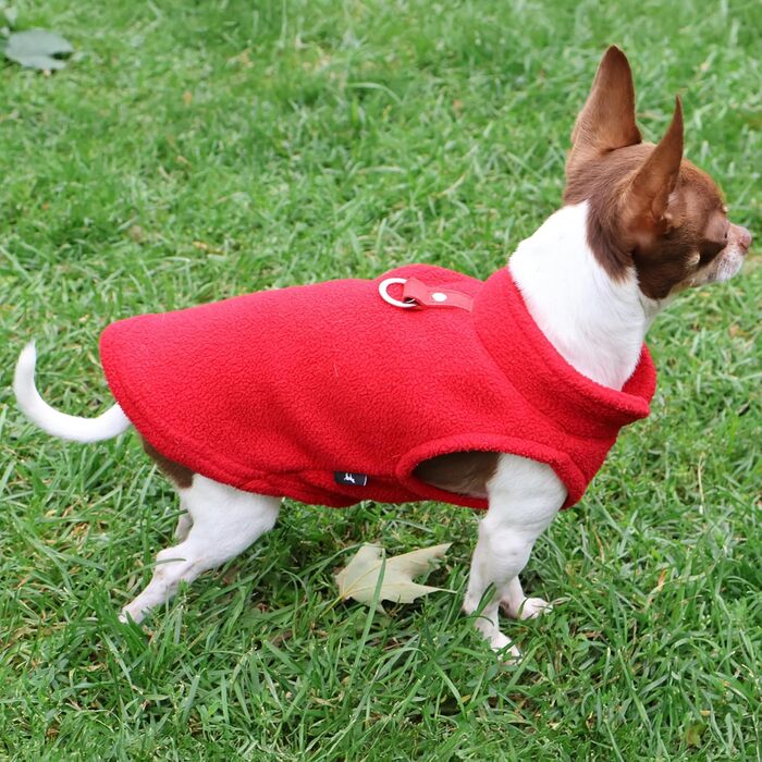 Жилет для собак Jacko & Co з кільцем для повідка – теплий, м'який, дихаючий для цуценят, маленьких та середніх собак, кошенят та котів, чихуахуа, осінь/зима, червоний, розмір M (2,7-4,5 кг)