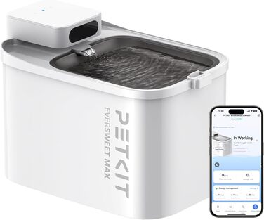 PETKIT бездротовий фонтан для води для котів і собак 3 л, розумний, з керуванням через додаток, тихий 26 дБ, автономність 83 дні