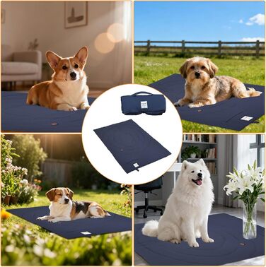 Килимок для собак та котів, 95x65 см, ортопедичний, вологостійкий, для подорожей, авто, outdoor (Блакитний)