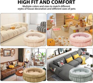 М'яке ліжко для котів та собак, 50 x 50 x 18 см, кремового кольору, ODIWEN