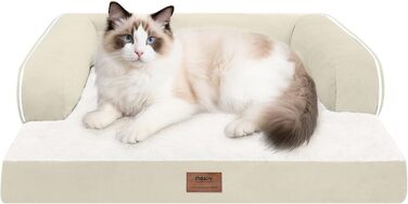 Ортопедичне собаче ліжко великого розміру XL, бежеве. Знімна подушка для шиї, водонепроникний чохол, антиковзаюча підкладка.