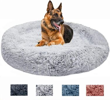 М'яке ліжко для собак Yuly, велике для середніх та великих собак, зручне та м'яке диван-ліжко для домашніх тварин, кругла подушка для котів та собак, можна прати (D-100см, сірий)