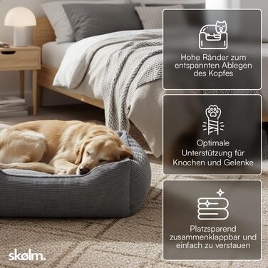 Зручне ліжко для собак Skølm Eir з знімним чохлом, корзина для собак, миска для собак, подушка для собак, ліжко для собак, диван для собак 90x65 см