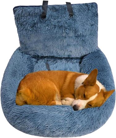 Автокрісло для собак: зручне та безпечне ліжко-крісло для автомобіля. Зручне, м'яке автоліжко для собак, відкидне, тепле, сірого кольору.