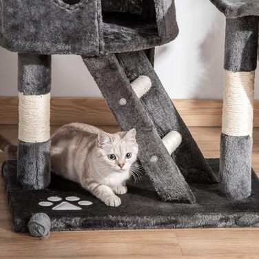 Дряпка для котів PawHut, килимок-дерево, сірий, з сизалю, до стелі