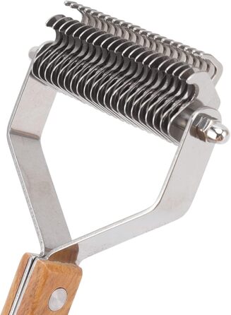 Гребінець для підшерстка собак та котів - для вичісування, видалення ковтунів, дворядний дерев'яний гребінець, щітка для грумінгу котів та цуценят