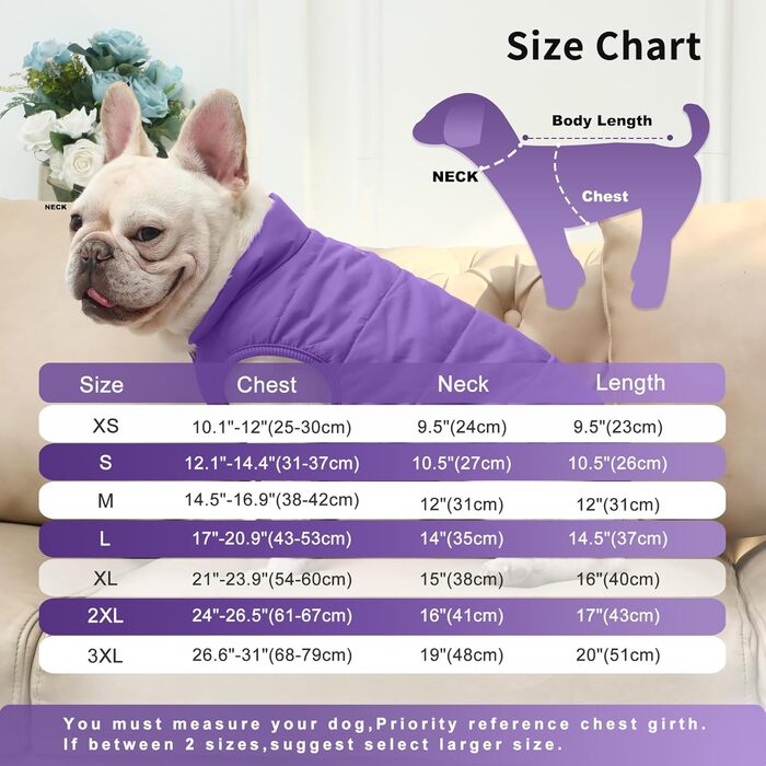 Зимова куртка для собак JoyDaog, тепла флісова, для маленьких собак, фіолетовий, розмір XS