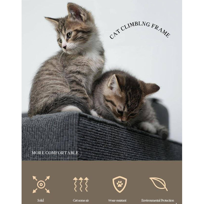 Килимок для котів з ефектом захисту меблів, сірий, для дряпання та лазіння