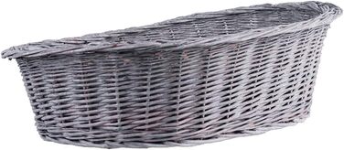 Плетенний корзинка для собак та котів з подушкою, 95x72x27 см (сірий/чорний)