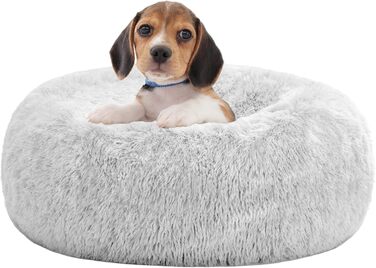 Ортопедичне ліжко для собак, кругле, м'яке, для котів та собак, лежанка-донатик, 60 см, сірий колір