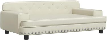 Крісло-ліжко для собак та котів з екошкіри, 90x53x30 см, кремовий колір